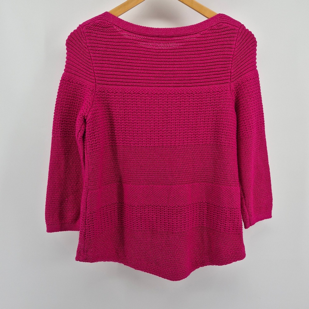 Chicos Chunky Knit Sweater Fuchsia Pink Boat Neck Womens Size 0 Small Preppy - Picture 8 of 10